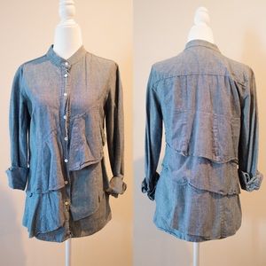 J Crew soft denim ruffle top